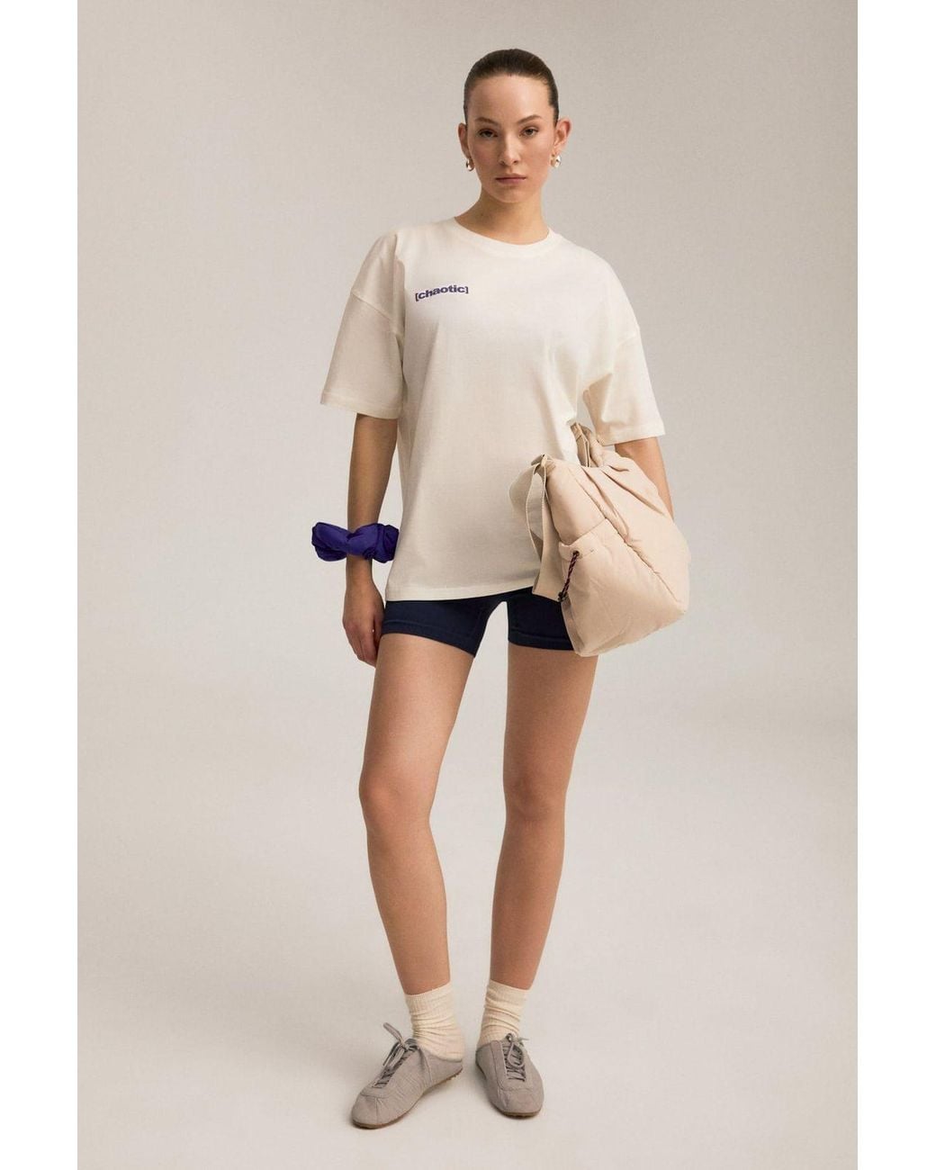 Grimelange Blue Slim Fit Crew Neck Printed T-Shirt