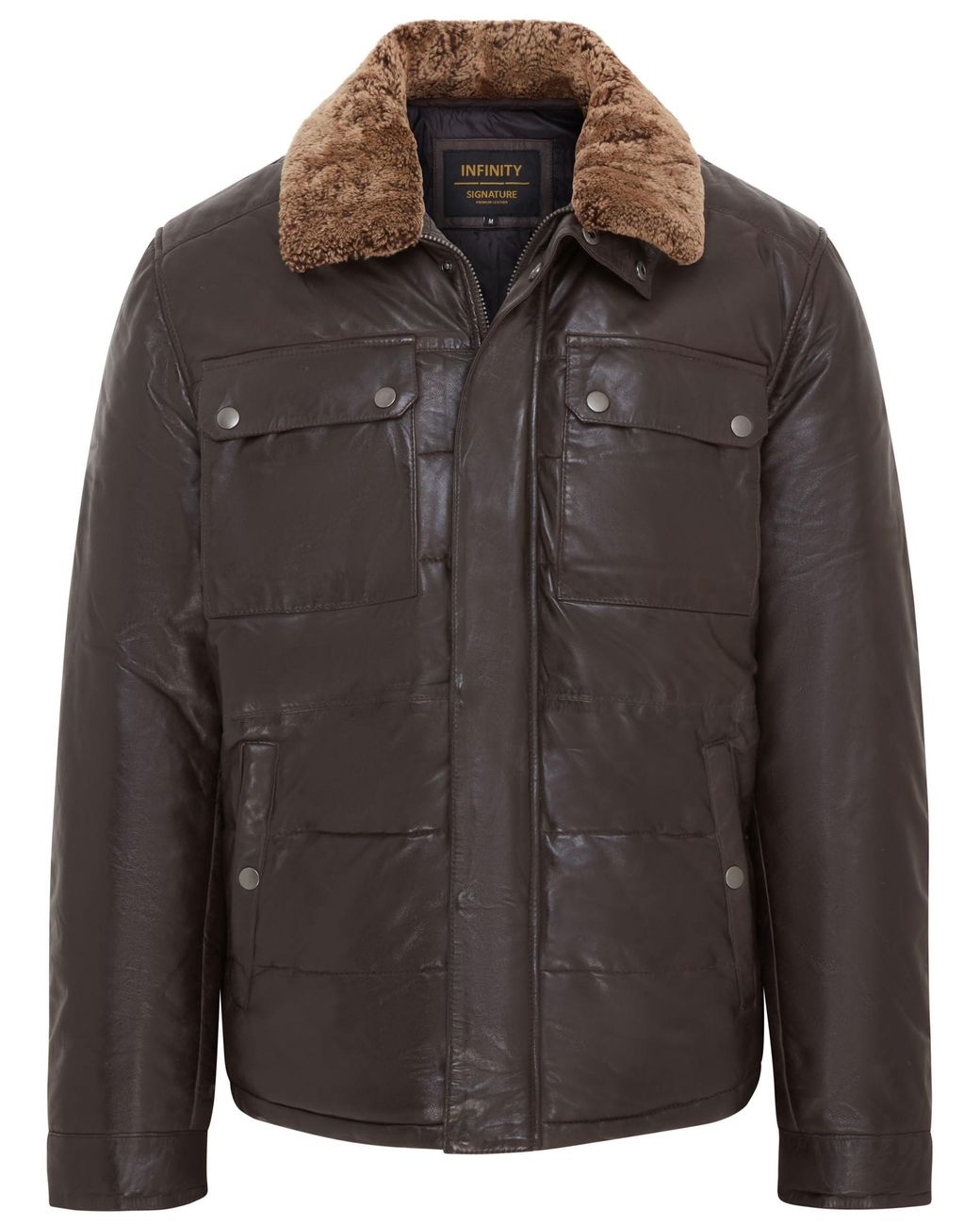 Infinity Leather Black Puffer Quilted Jacket for men