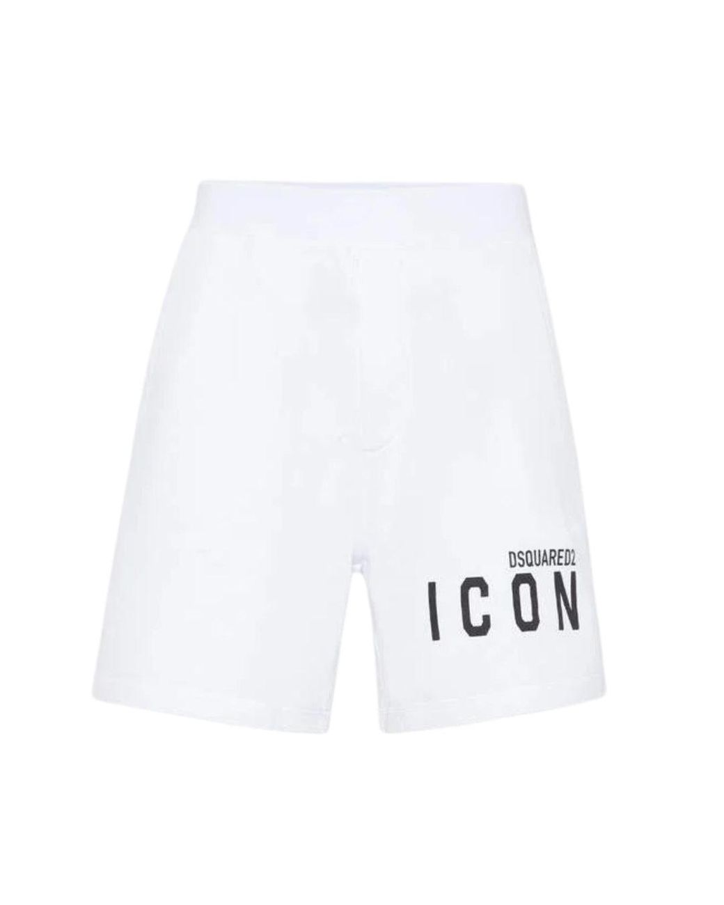 DSquared² White Icon Logo Relaxed Shorts Cotton for men