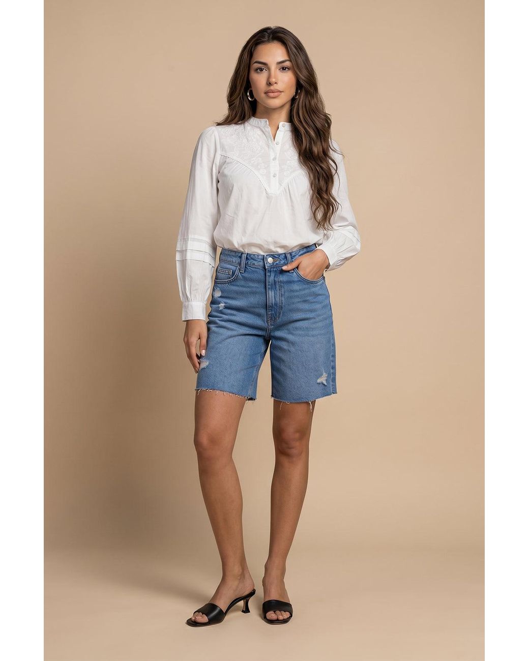 Urban Bliss Blue Embroidery Shirt