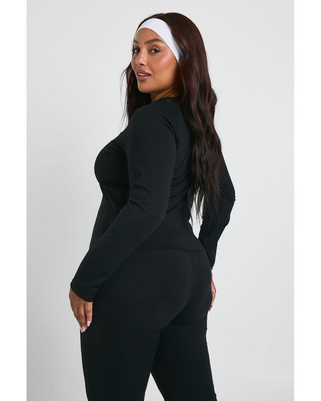Boohoo Black Plus Supersoft Seam Detail Long Sleeve Top