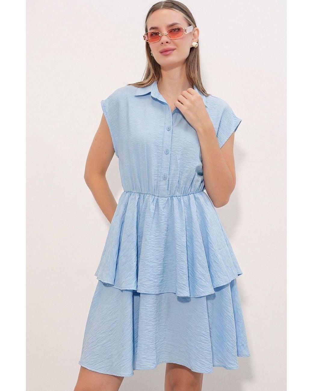 Bigdart Blue Viscose Nylon Knit Dress