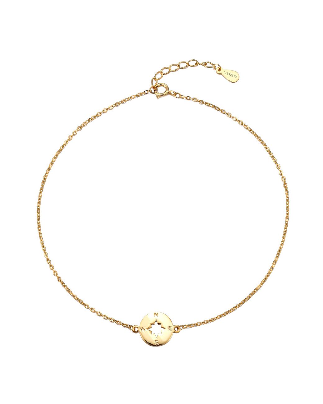The Jewellery Stockroom Metallic Plated Floating Compass Anklet