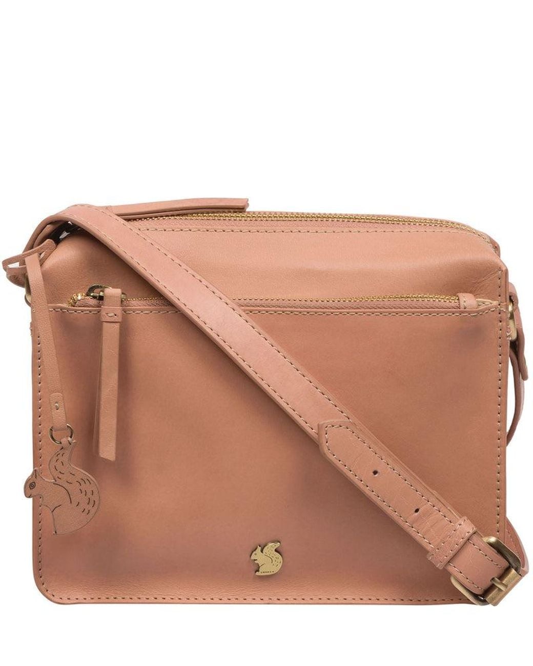 Conkca Brown 'Aurora' Subtle Leather Cross Body Bag