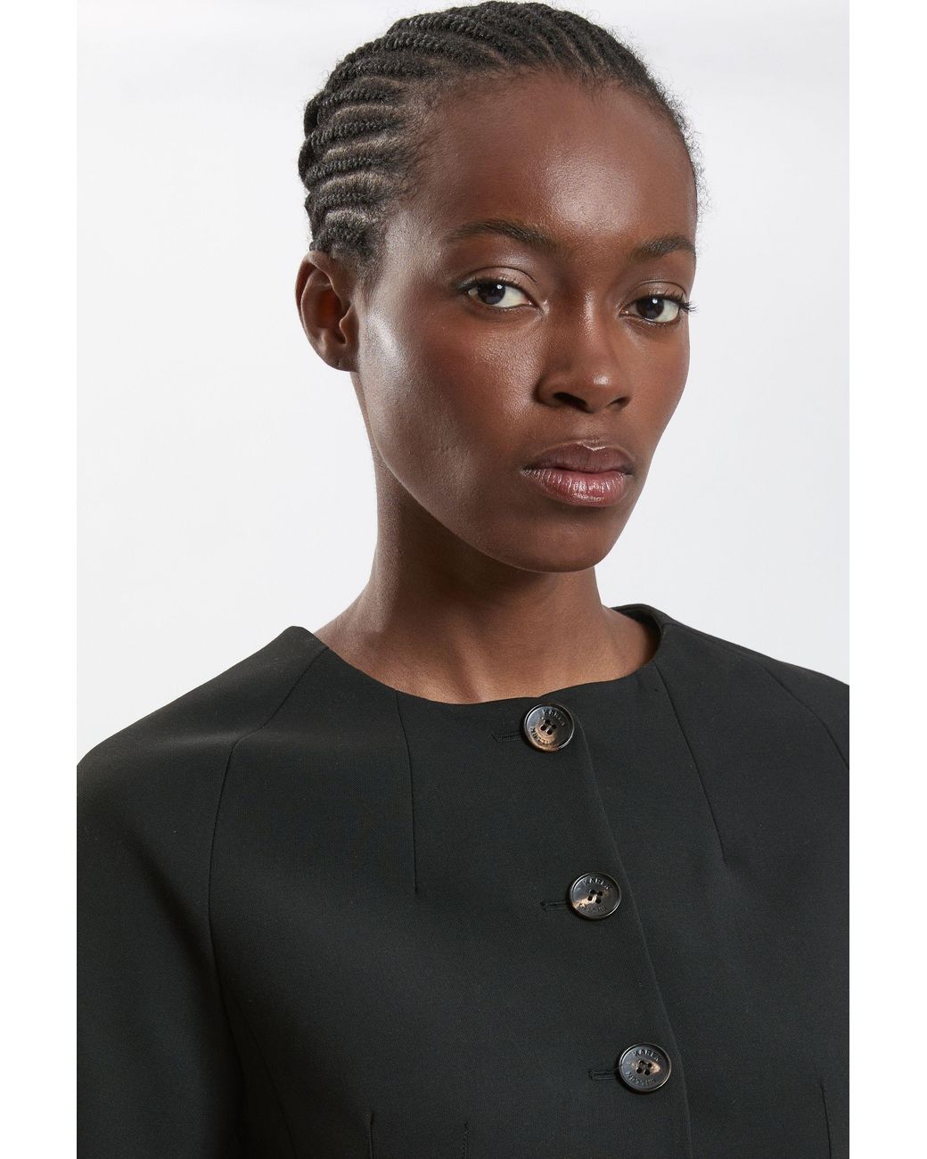 Karen Millen Black Compact Stretch Midi Dress