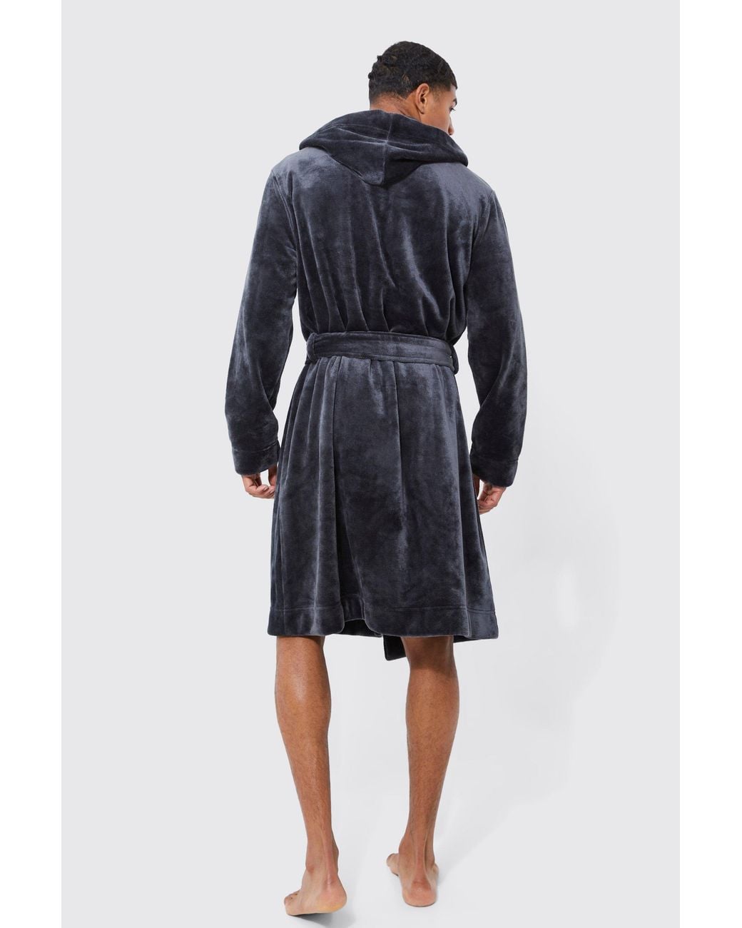 BoohooMAN Blue Hooded Dressing Gown for men