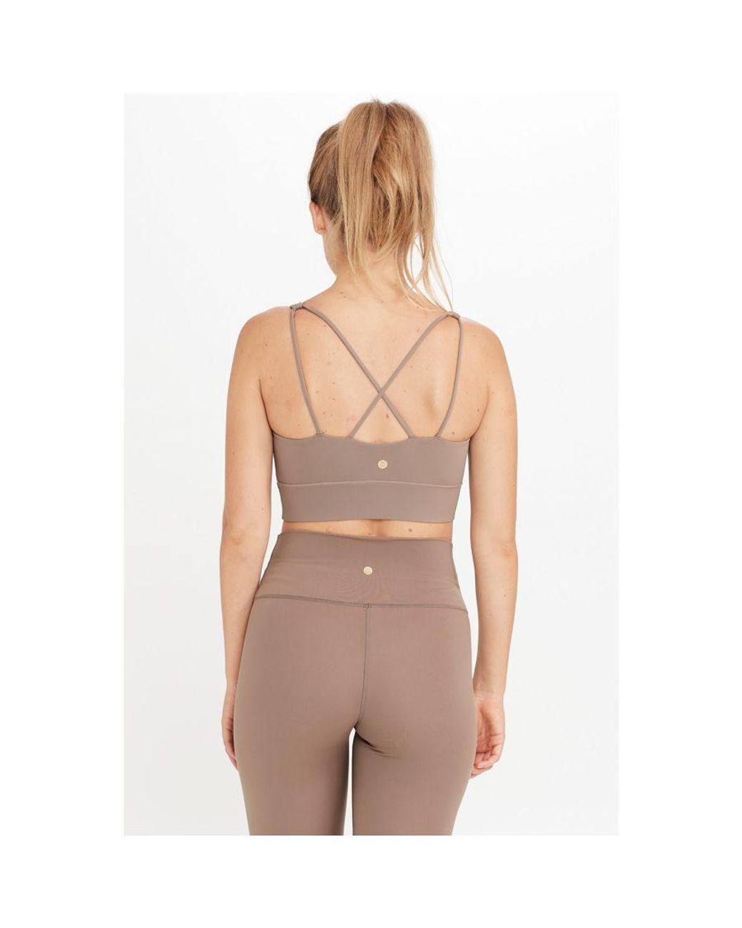 Sosandar Gray Gabrielle Seam Detail Cross Back Sports Bra Nylon