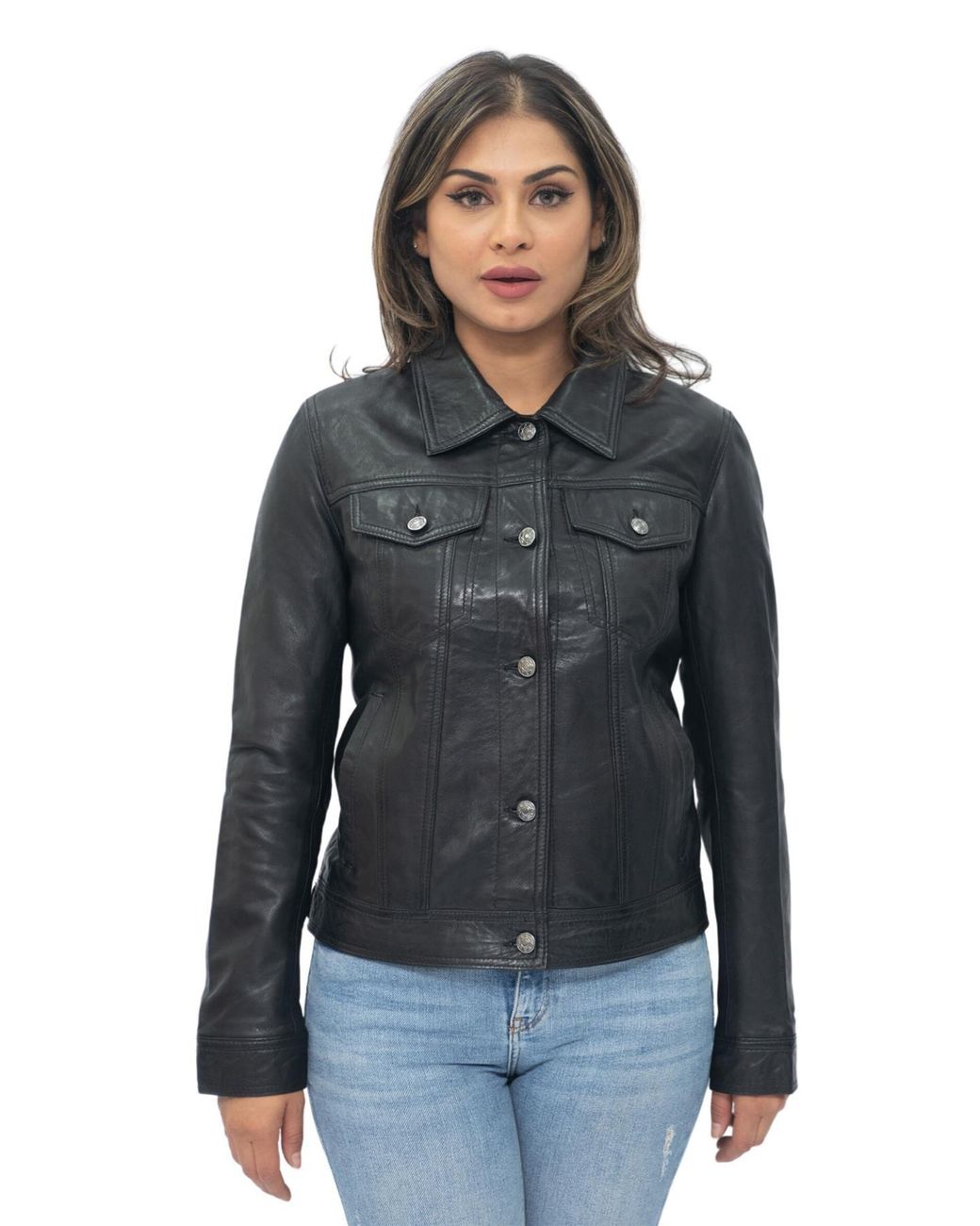 Infinity Leather Black Trucker Jeans Jacket-Anderlecht
