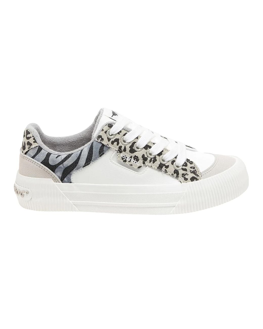 Rocket Dog White Ladies Cheery Animal Print Colour Block Trainers