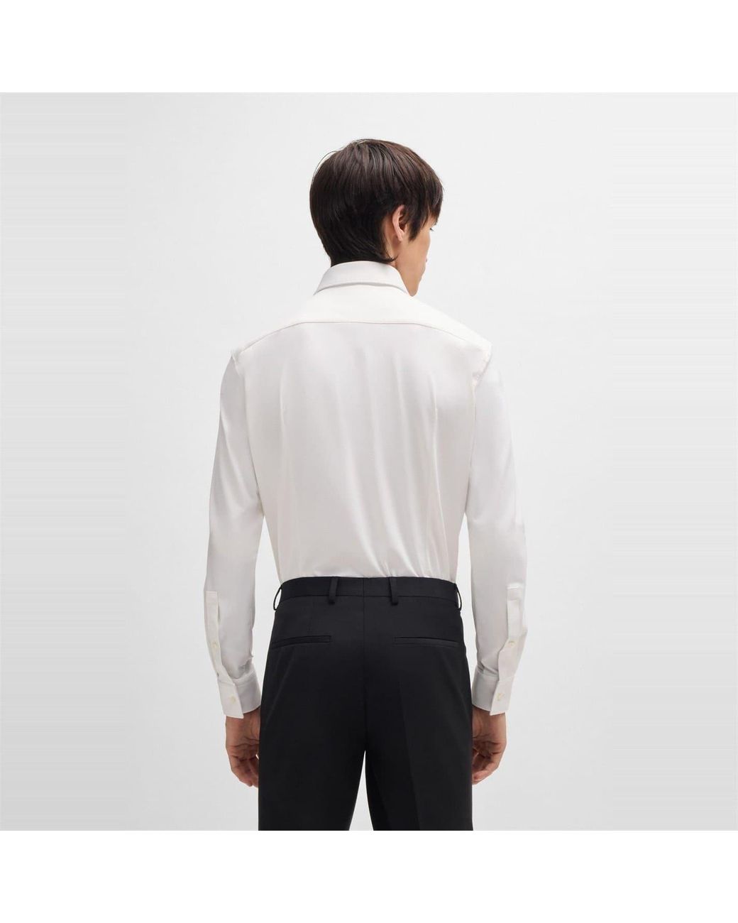 HUGO White Slim Fit Long Sleeve Shirt for men