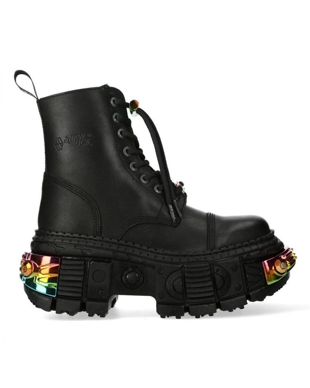 New Rock Black Platform Leather Boots-Wall83Cct-S8