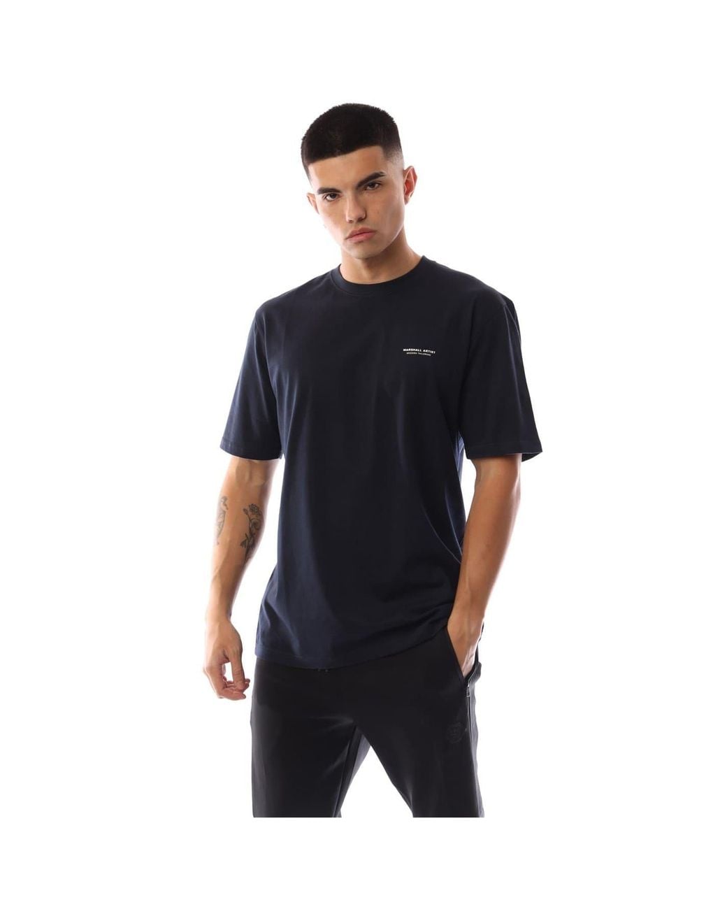 Marshall Artist Black Siren Box Print Crew Neck Short Sleeve T-Shirt for men