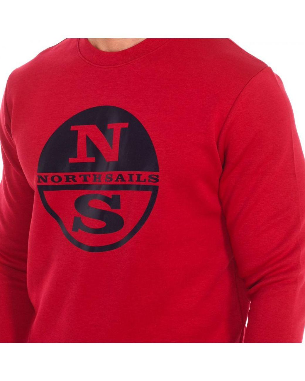 North Sails Red Long-Sleeved Crew-Neck Sweatshirt 9024130 for men