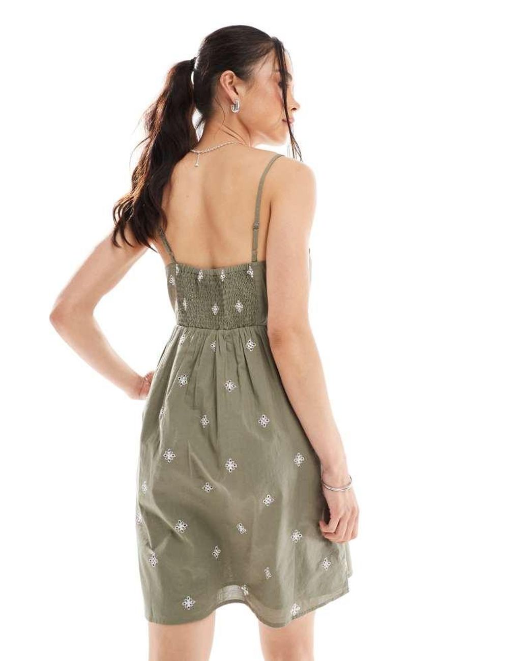 ONLY White Embroidered Detail Mini Cami Dress