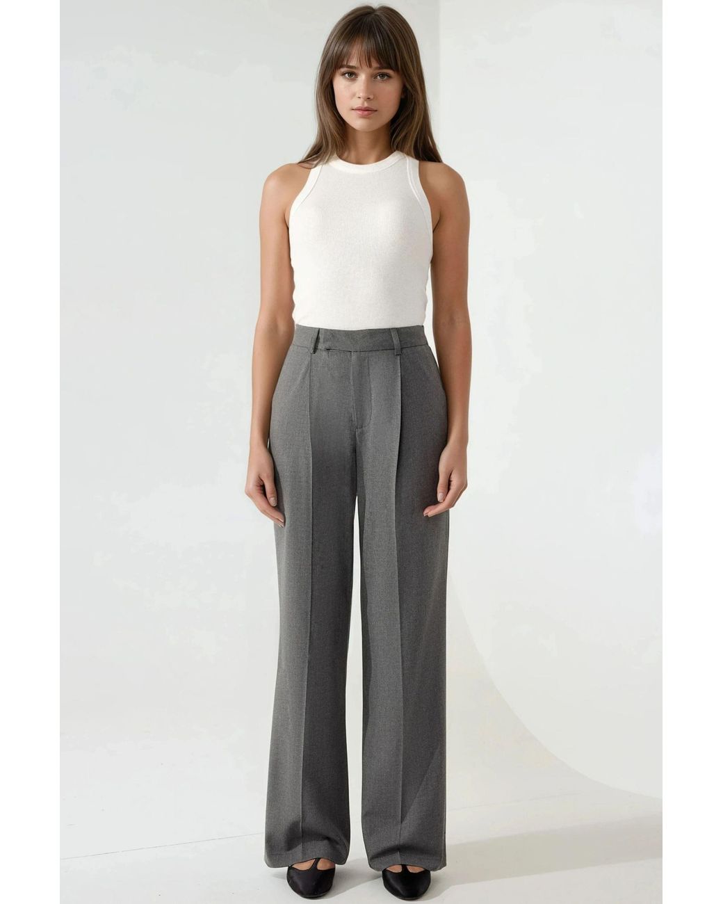 Hiccup Gray Elegant Straight Leg Pants