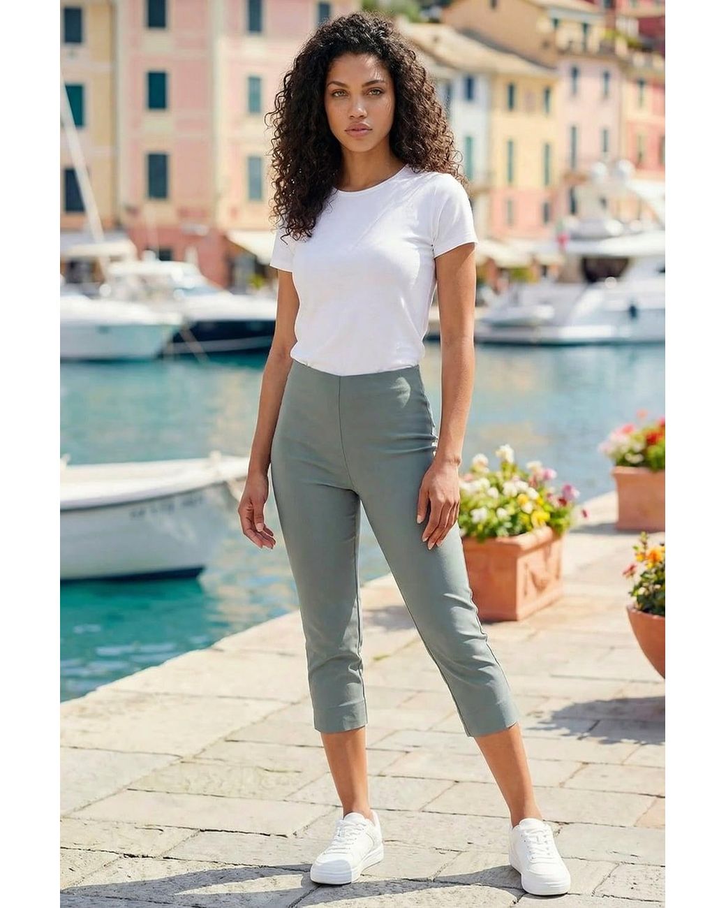 Roman Petite Blue Cropped Stretch Trouser