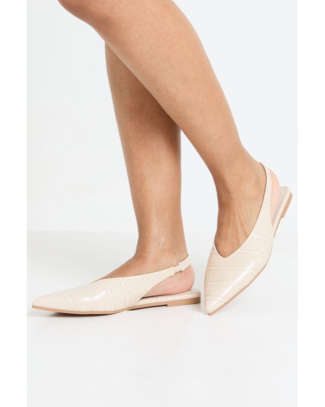 Boohoo Multicolor Croc High Cut Slingback Pointed Flats