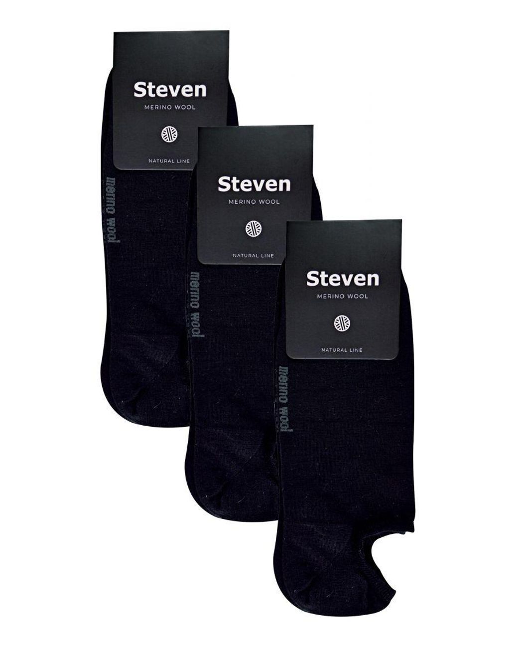 Steve Madden Black 3 Pairs Multipack Merino Wool Invisible Socks for men