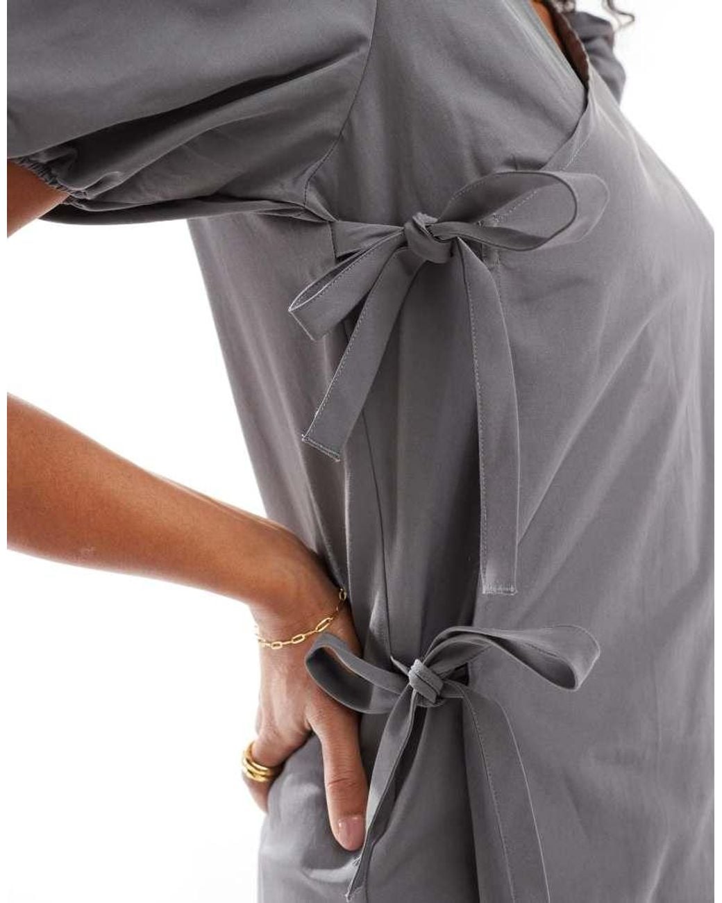 ASOS Gray Asym Tie Side Mini Dress