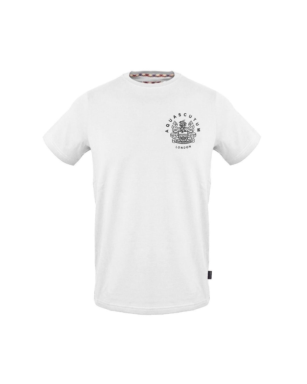 Aquascutum White Crew Neck Short Sleeve Regular Fit T-Shirt for men