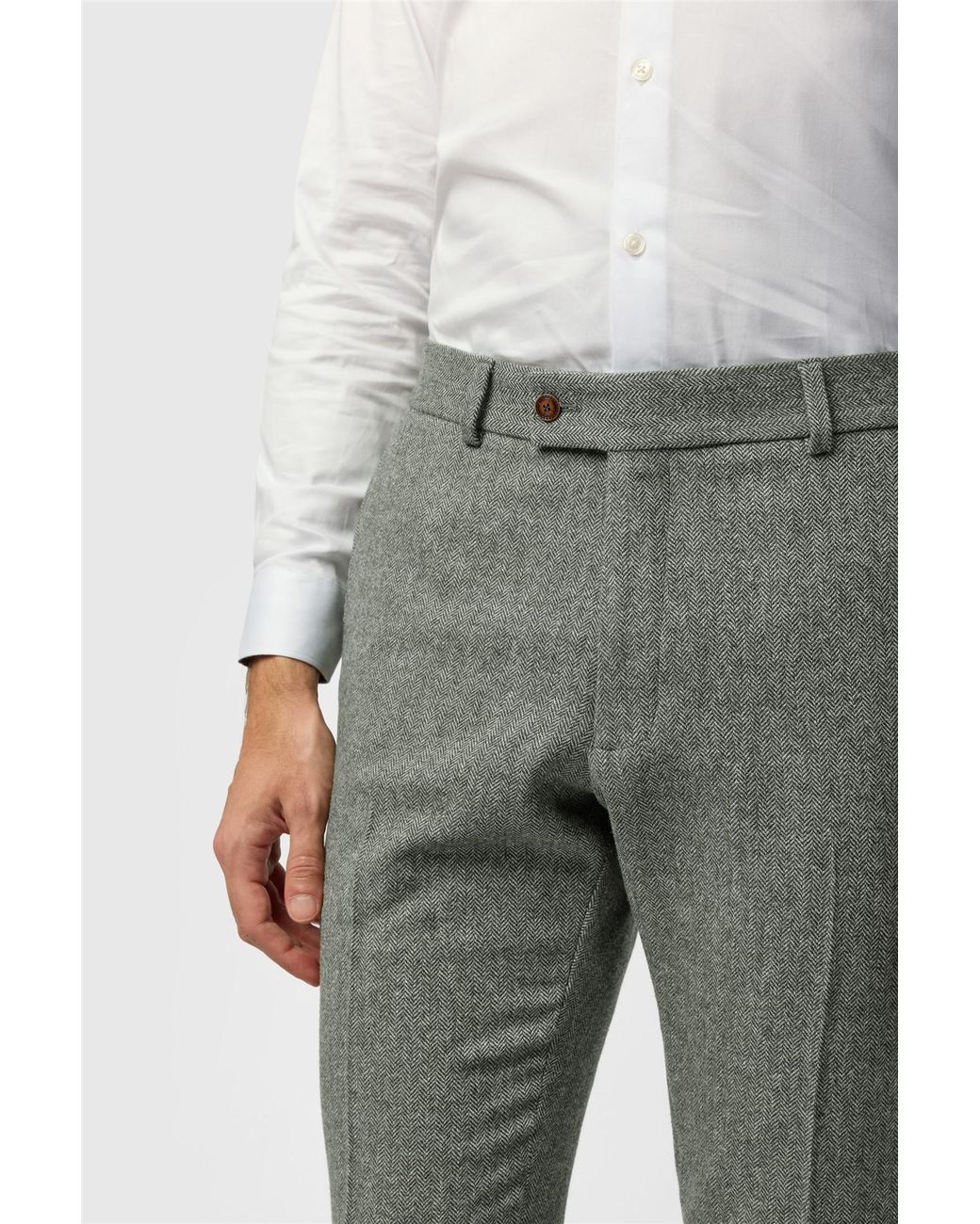 Antique Rogue Gray Flat Fronted Slim Fit Suit Trousers for men