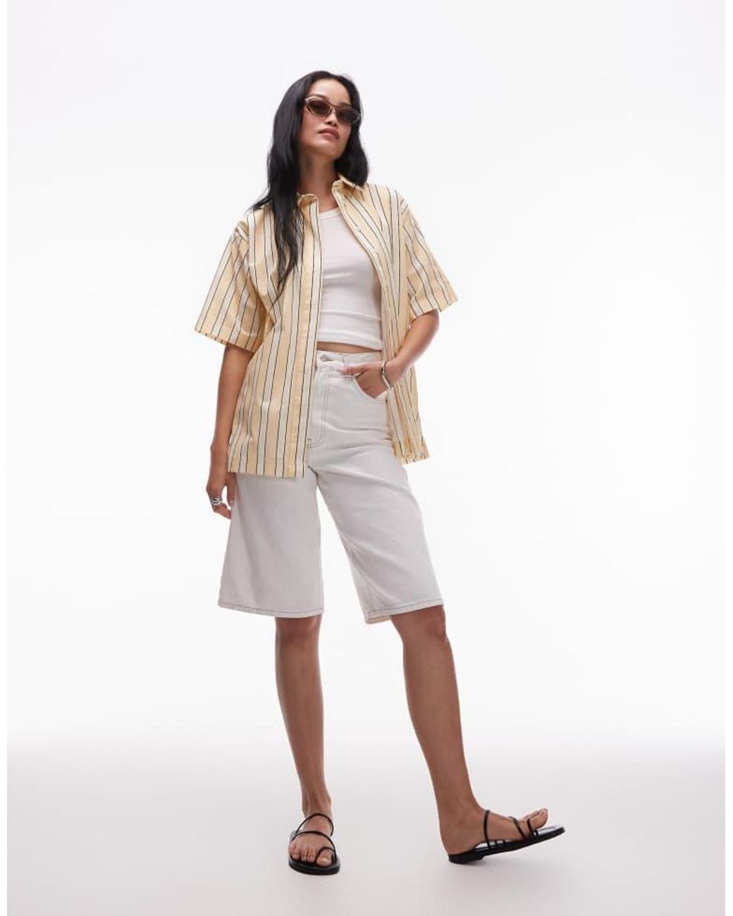 TOPSHOP White Poplin Resort Shirt