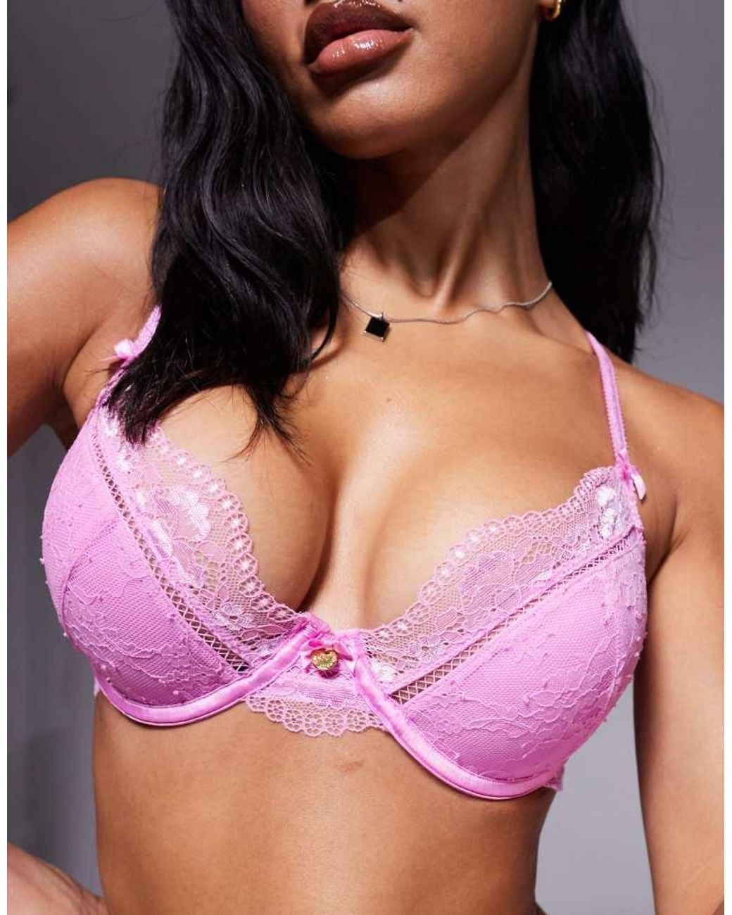 Boux Avenue Purple All Over Lace Plunge Bra