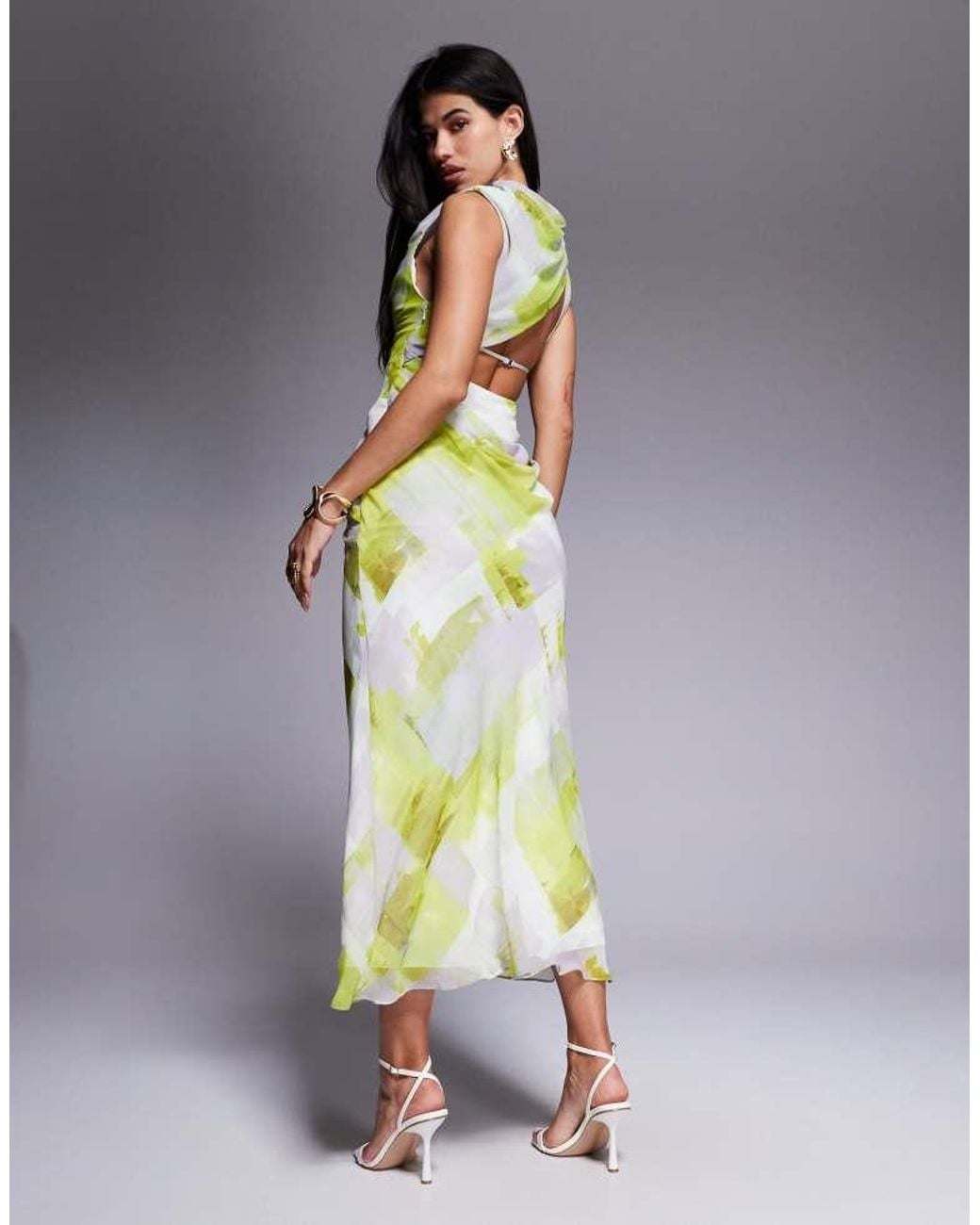 ASOS Gray High Neck Drape Front Maxi