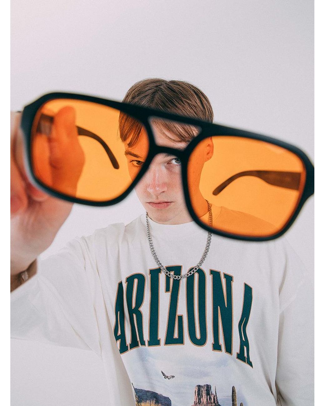SVNX Orange 70's Navigator Sunglasses