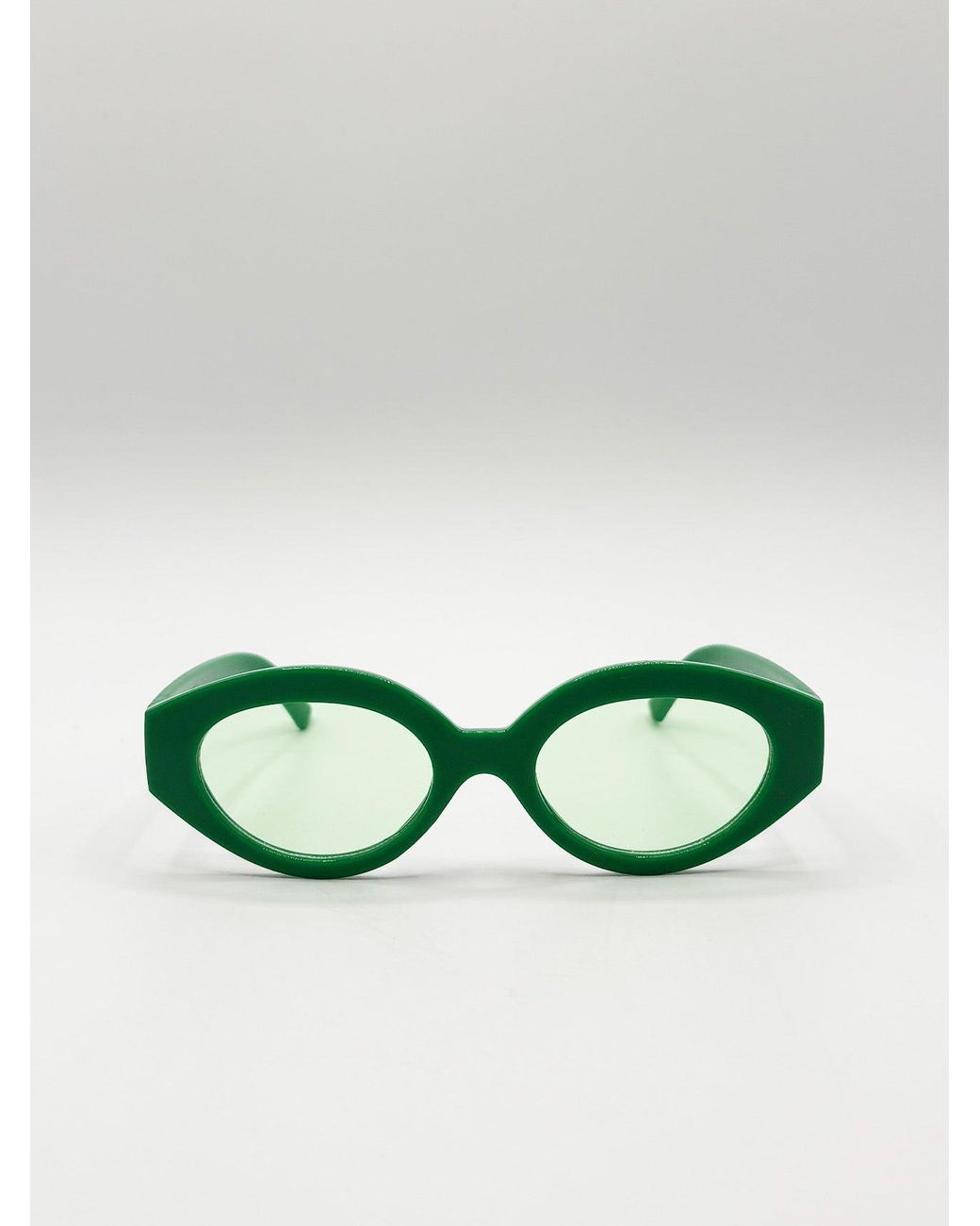SVNX Green Retro Small Oval Sunglasses