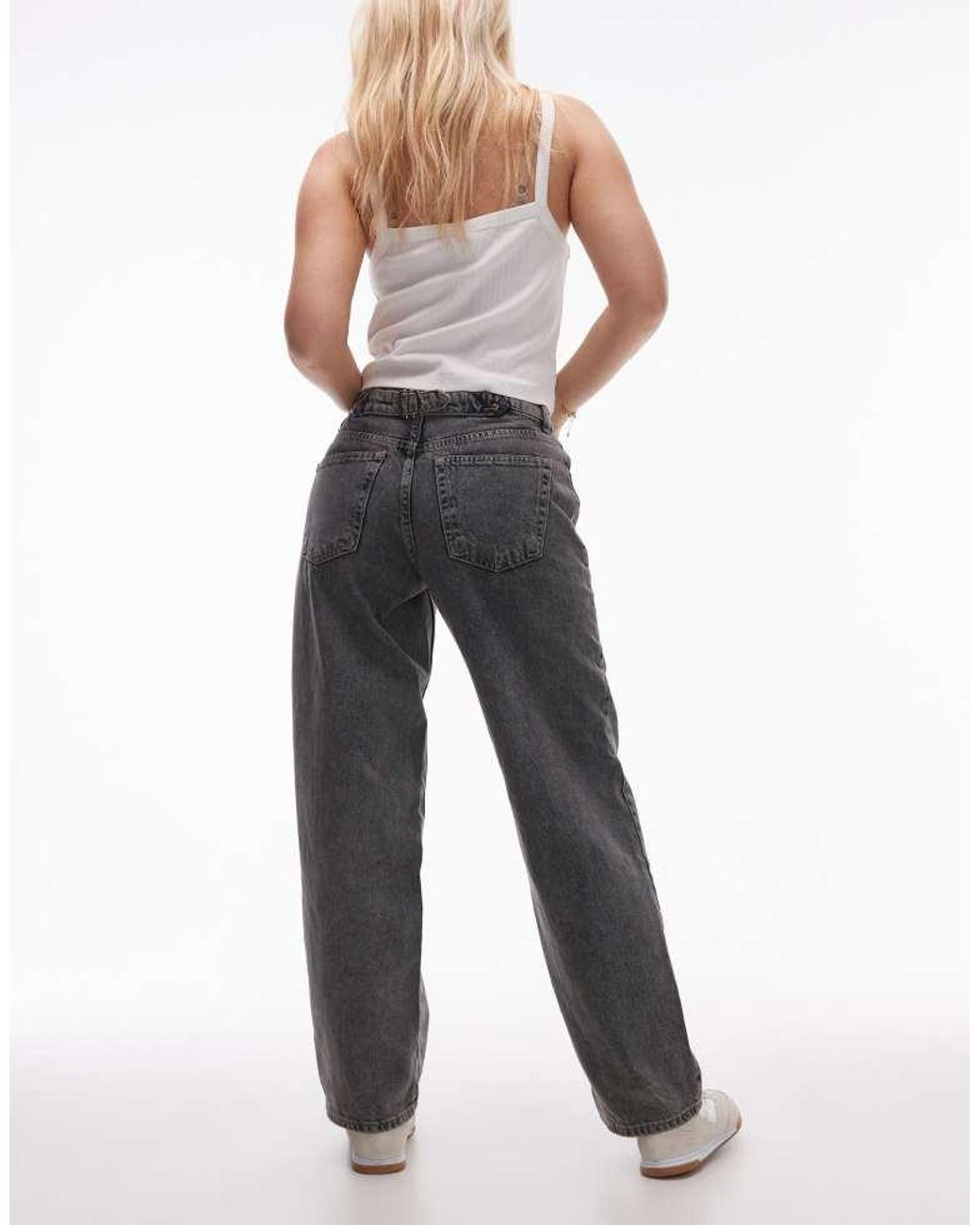 Topshop Hourglass Black Cinch Low Rise Relaxed Jean