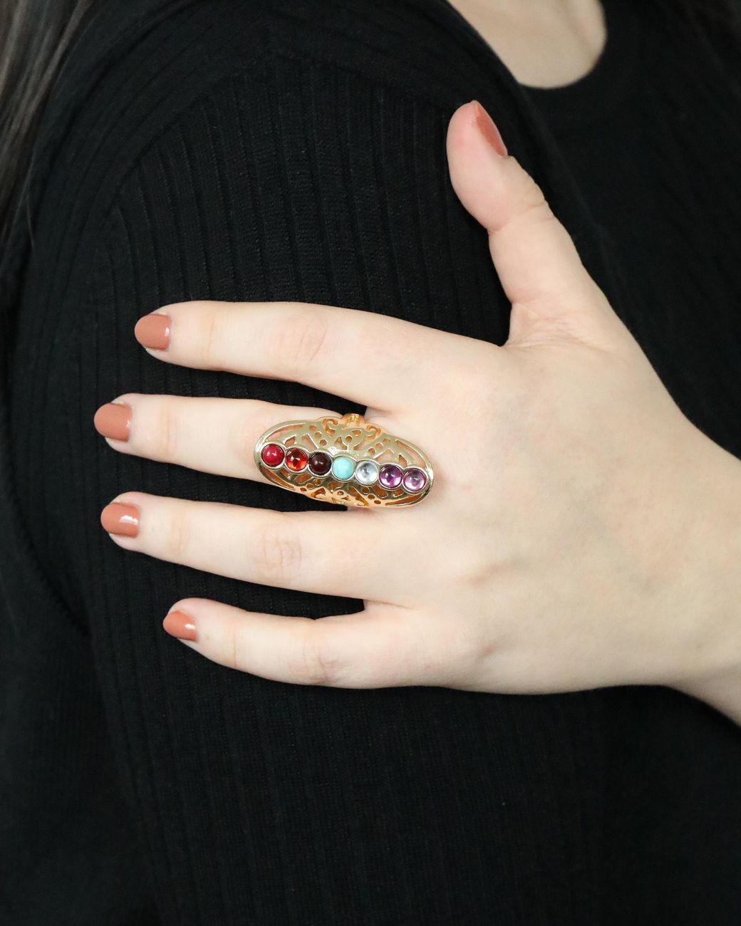 The Jewellery Stockroom Black Plated Statement Crystal Ring
