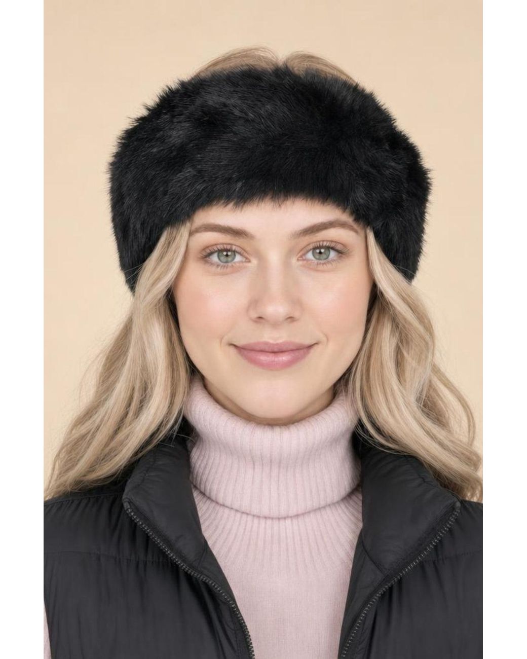 SVNX Black Faux Fur Headband