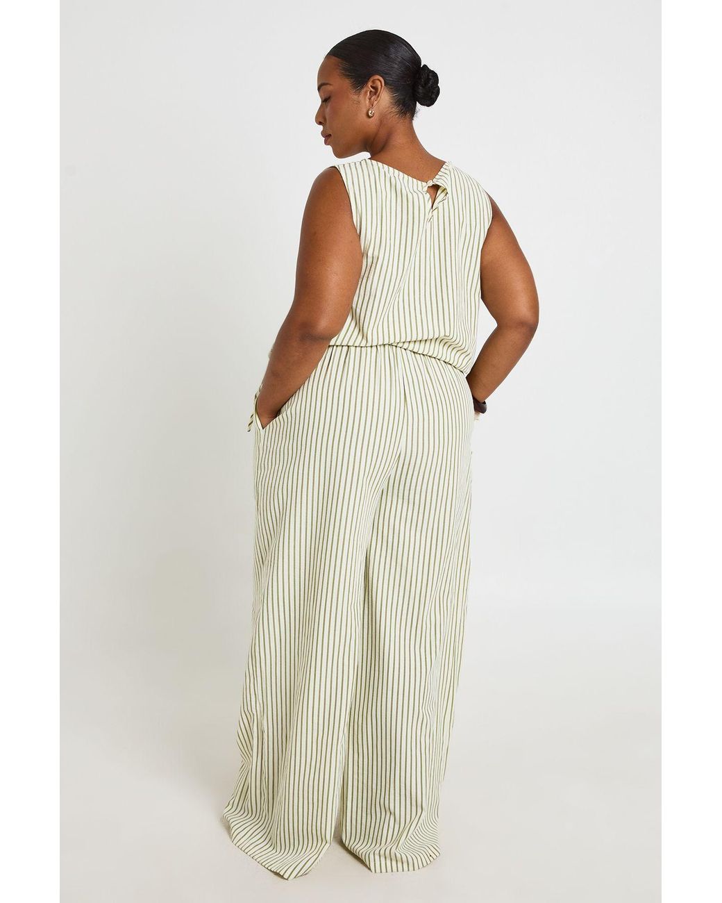 Boohoo Natural Plus Stripe Drawstring Waist Trouser