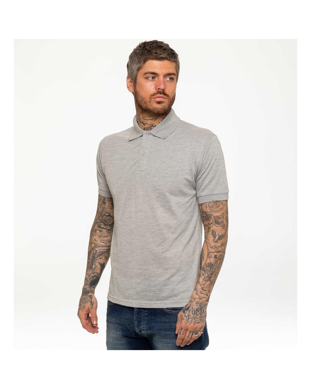 Kruze By Enzo Gray Short Sleeve Polo Shirts for men