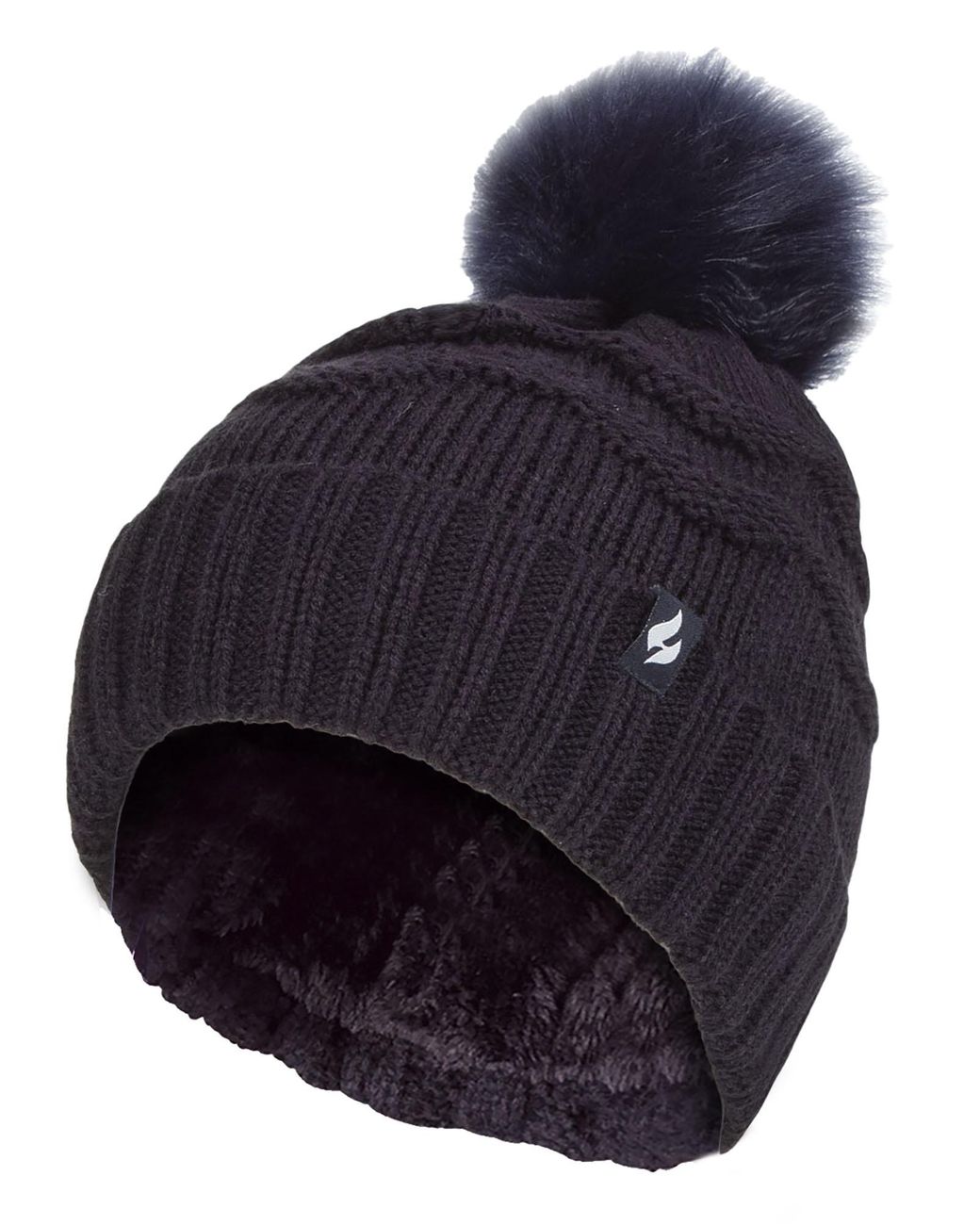 Heat Holders Blue Ladies Winter Fur Beanie Hat