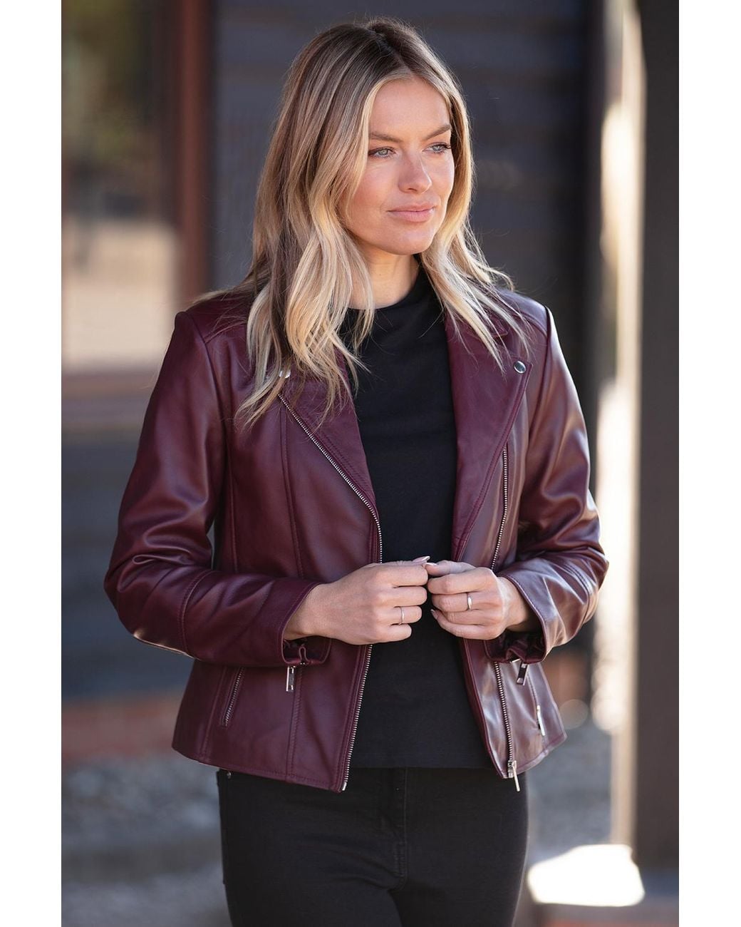Ashwood Leather Purple 'Vento' Real Biker Jacket