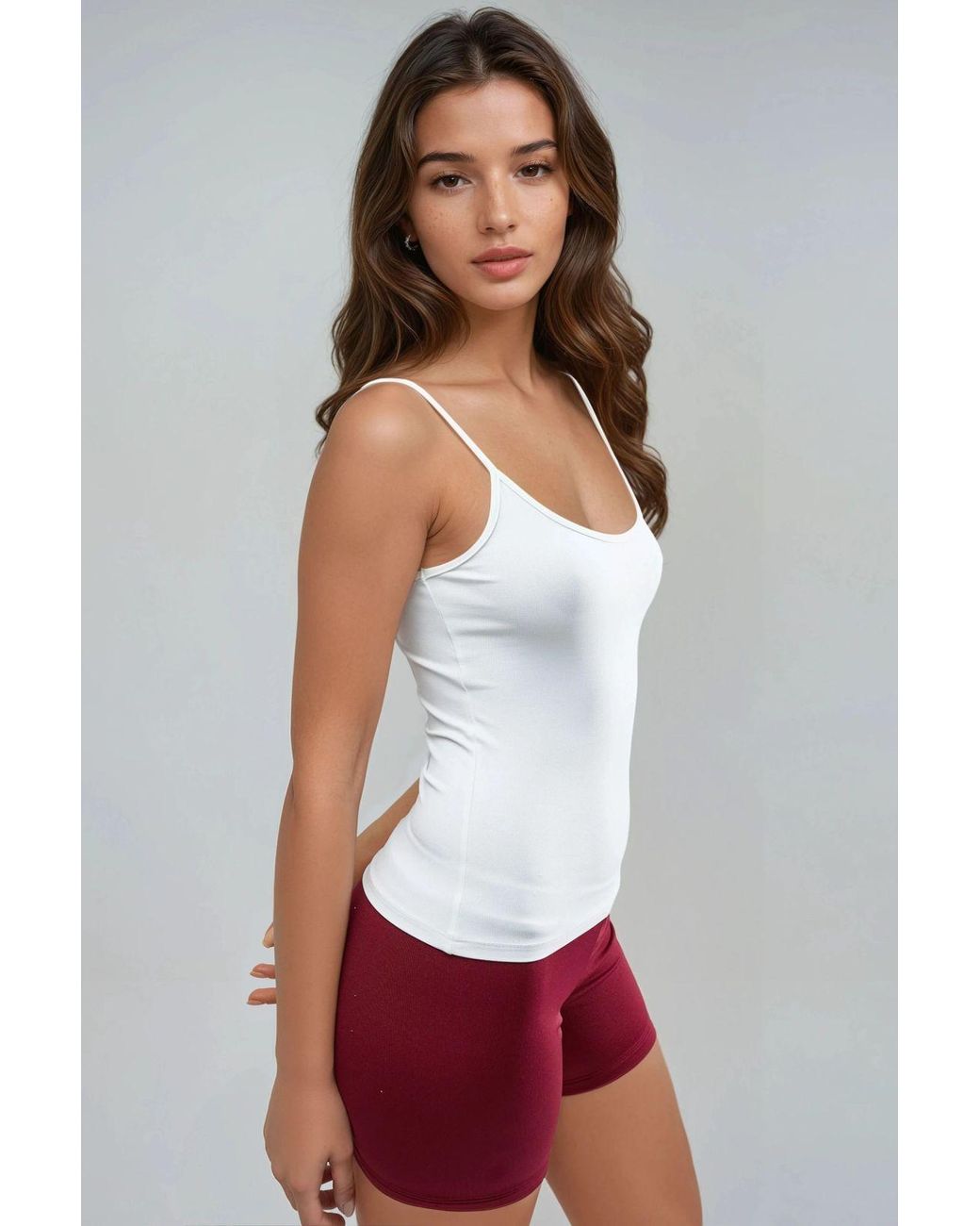 Busem White Fitted U Collar Knitted Tank Top