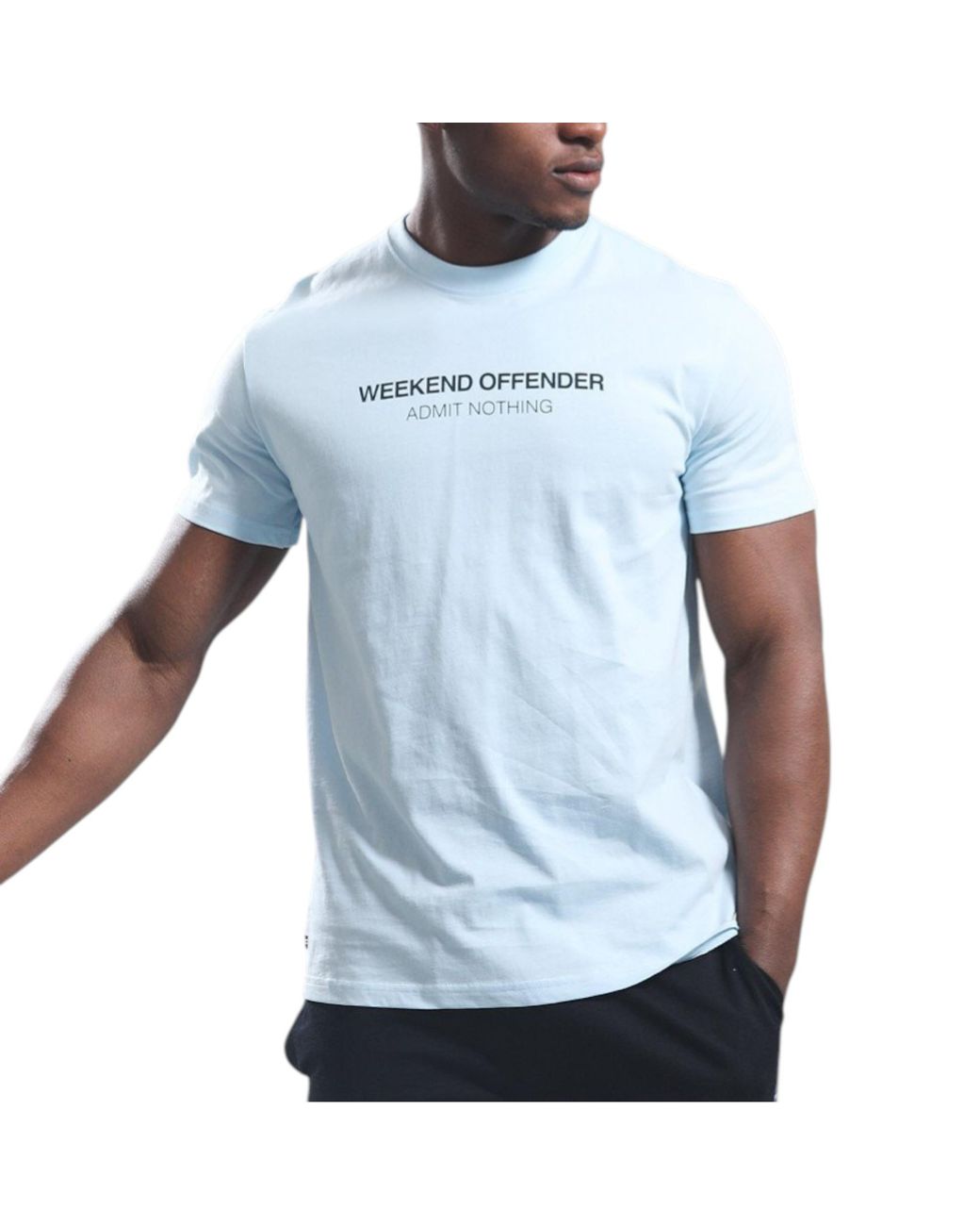 Weekend Offender Blue T Shirts Steinbeck Crew Neck Short Sleeve Cotton Summer for men