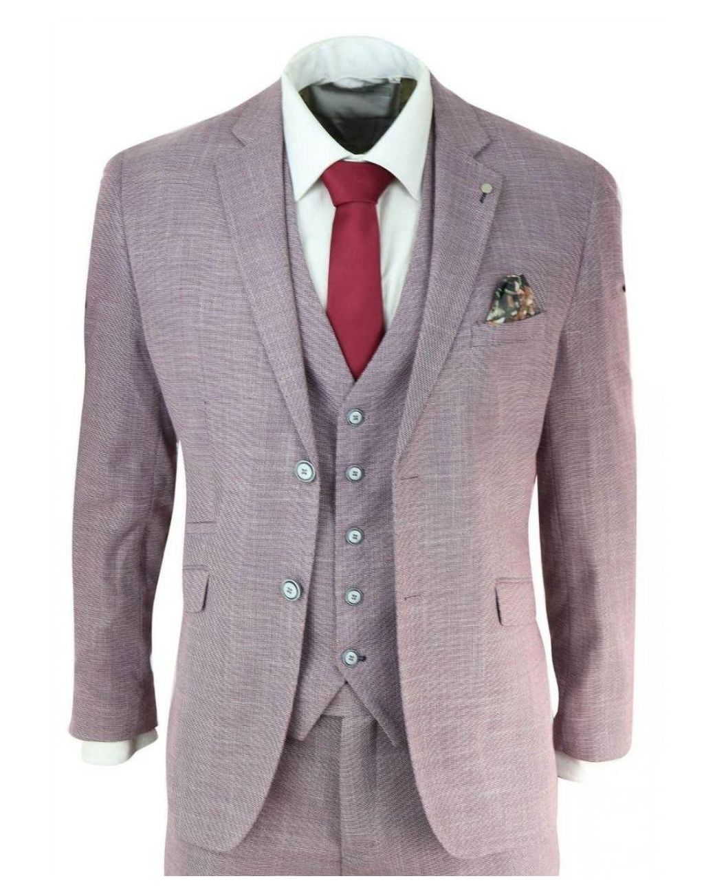 Infinity Leather Purple 3 Piece Blush Linen Summer Spring Classic Suit for men