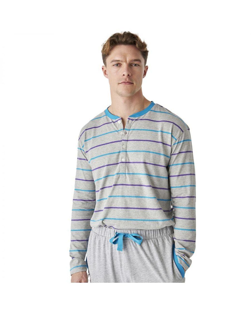 J&j Brothers Gray Long-Sleeved Cotton Pajamas With A Half-Zip Jjbep5500 for men