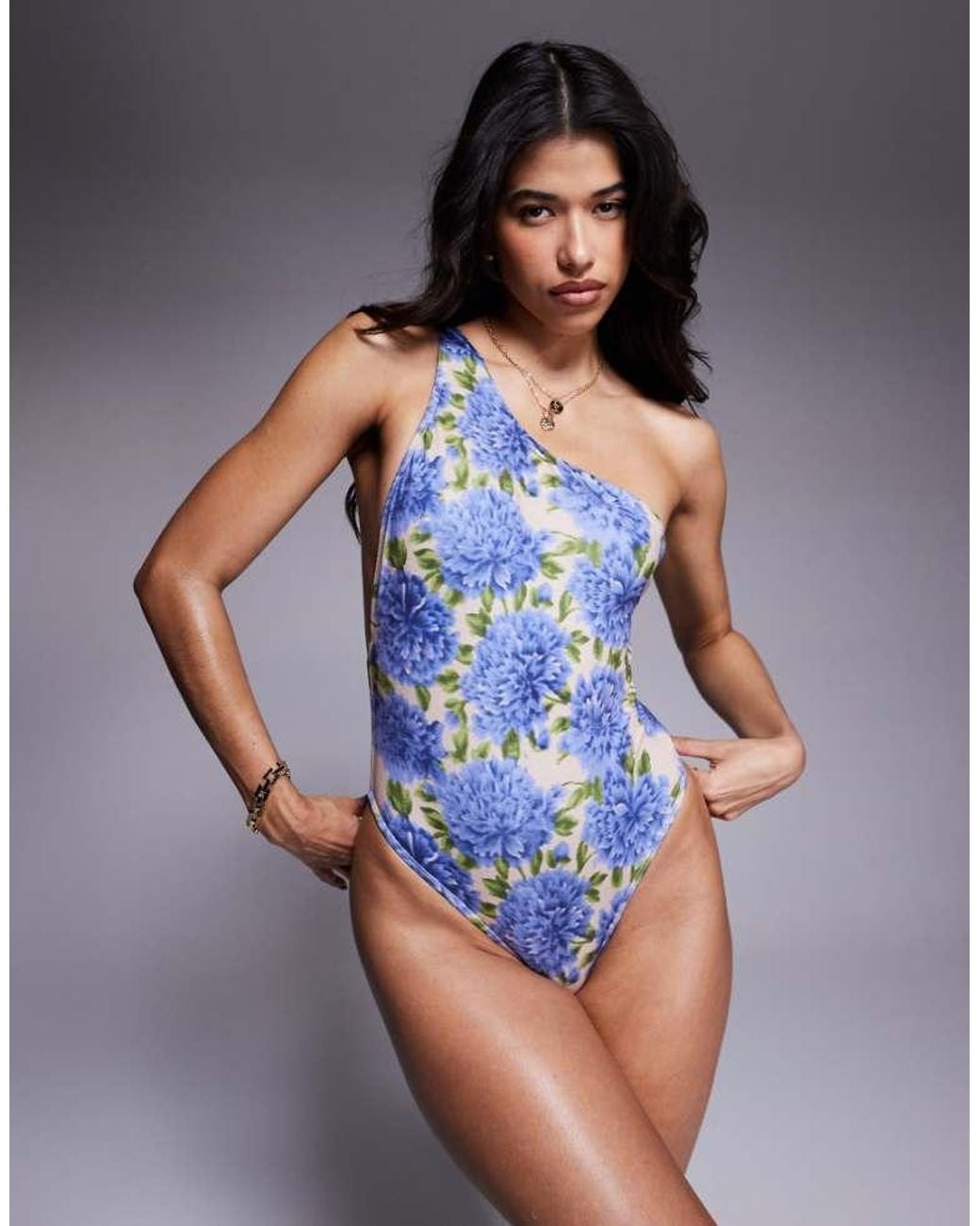 ASOS Blue Hera Assymetric Swimsuit