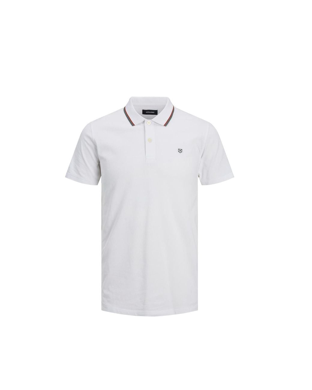 Jack & Jones White Logo Polo Shirt, Short-Sleeved, Casual for men