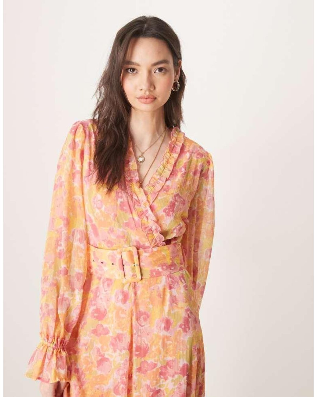 Vila Pink Chiffon Wrap Maxi Dress
