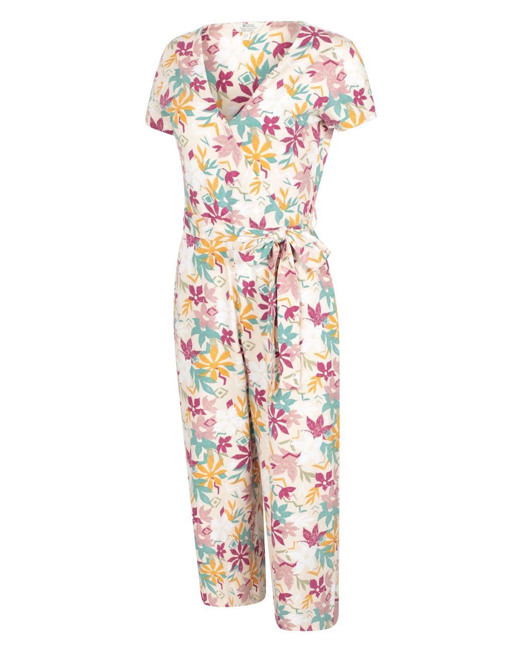 Mountain Warehouse White 'Santorini' Wrap Jumpsuit Casual Lightweight Short Sleeve With Tie Waist Cotton
