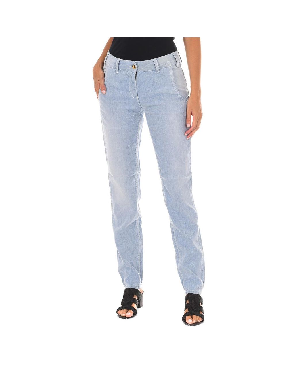 Met Lange Chinese Broek Smalle Zomen 70Dbf0196 Vrouw in het Blue
