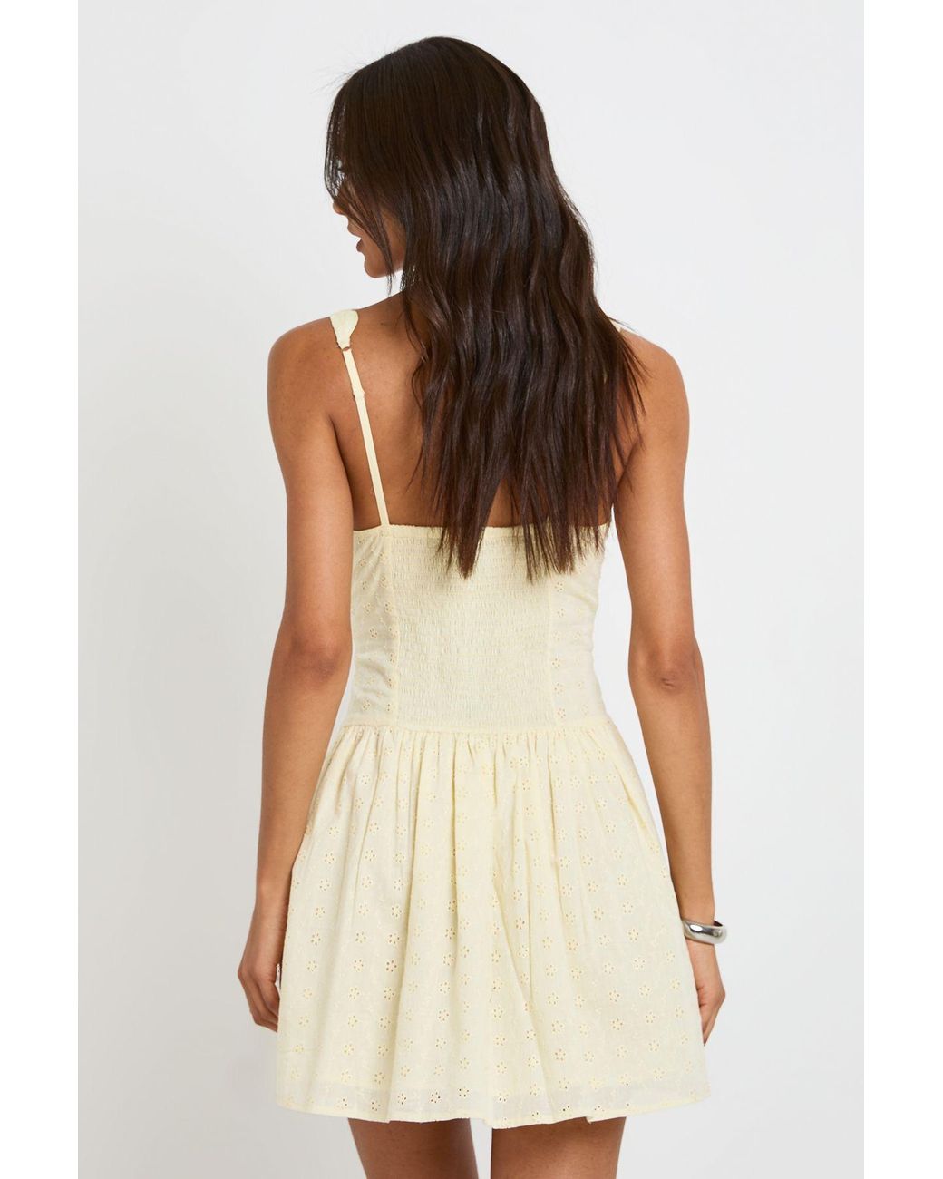 Boohoo White Tall Broderie Scalloped Neck Corset Mini Dress