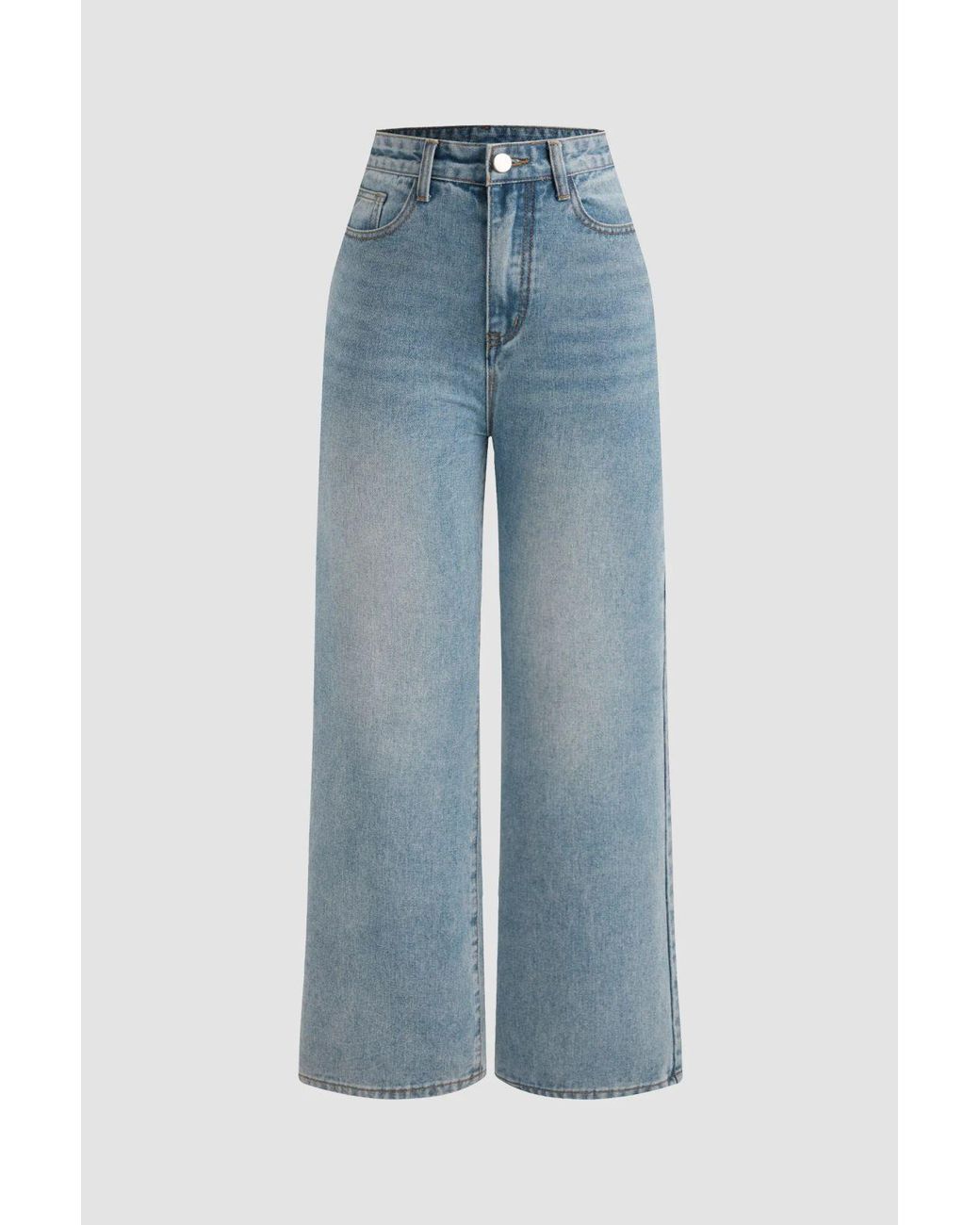 Hiccup Blue Washed Efecet Wide Leg Jeans