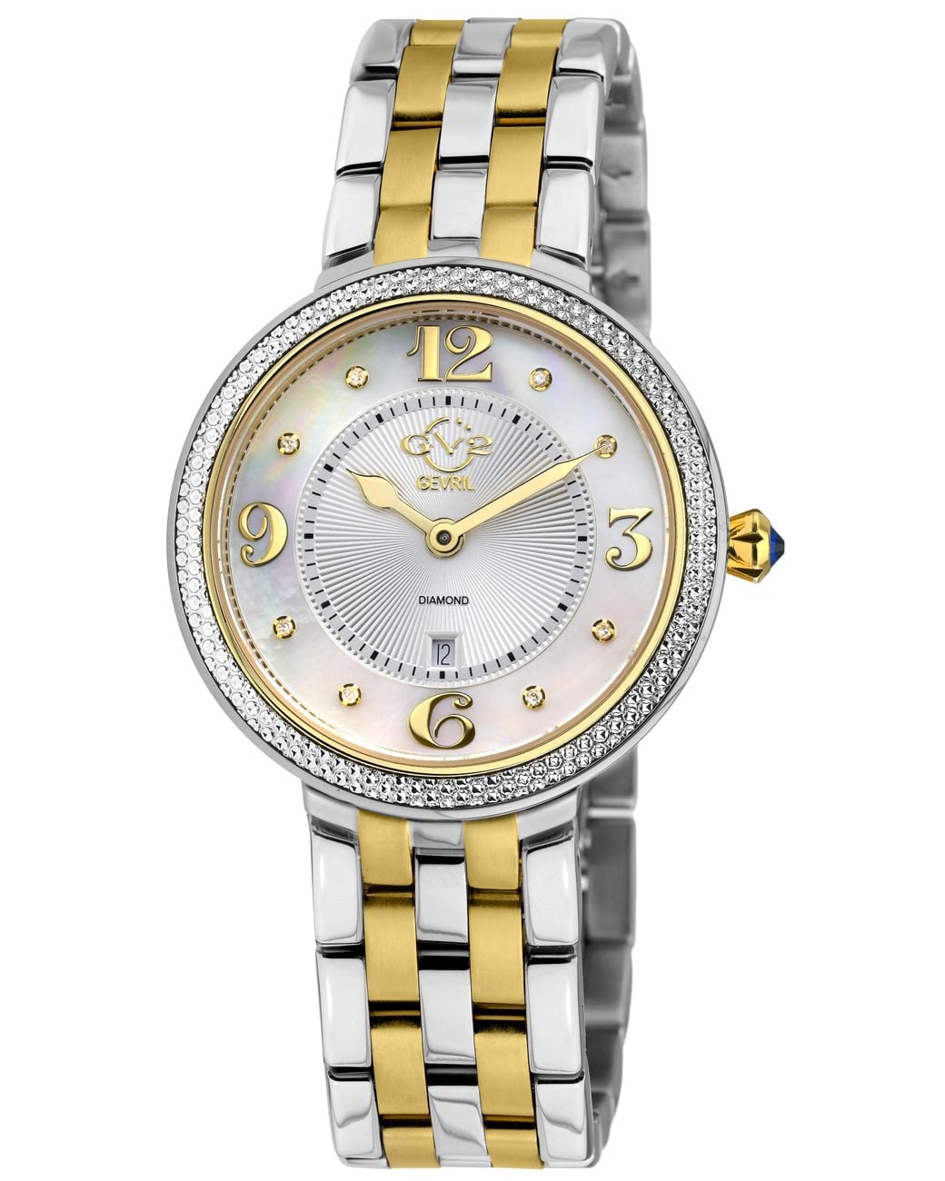 Gv2 Metallic Verona Mother Of Pearl Dial Diamond Two Tone Swiss Quartz Watch