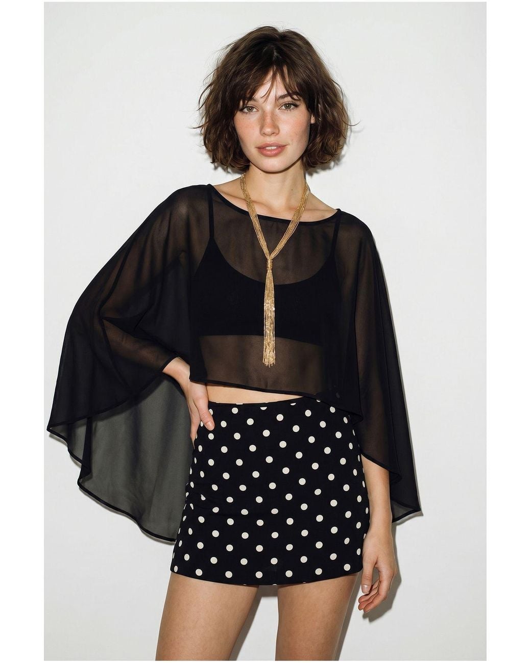 Bianco Lucci Black Elastane Blouse